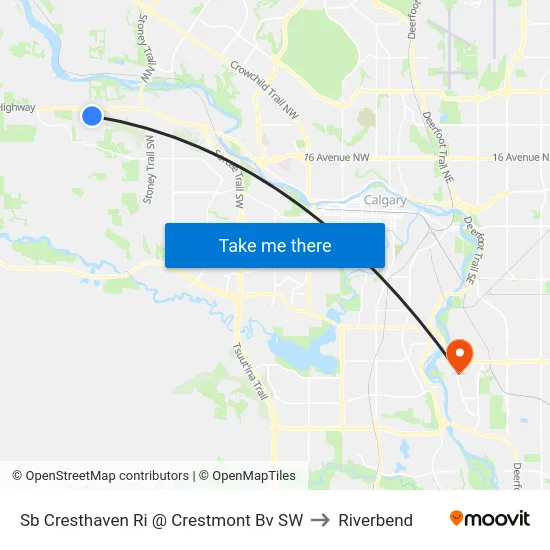 Sb Cresthaven Ri @ Crestmont Bv SW to Riverbend map