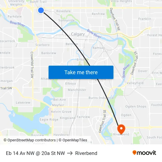 Eb 14 Av NW @ 20a St NW to Riverbend map