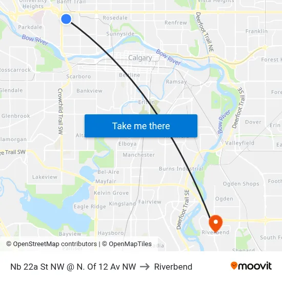 Nb 22a St NW @ N. Of 12 Av NW to Riverbend map
