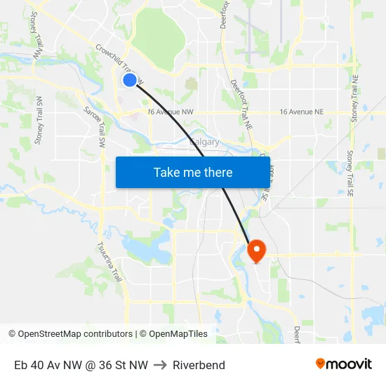 Eb 40 Av NW @ 36 St NW to Riverbend map