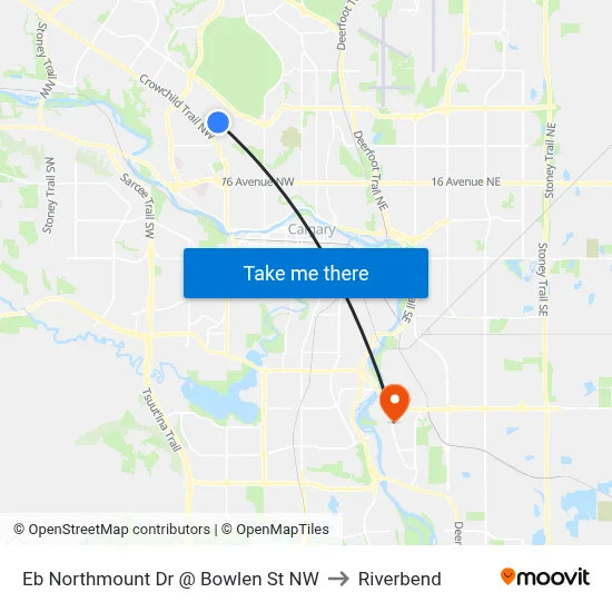 Eb Northmount Dr @ Bowlen St NW to Riverbend map