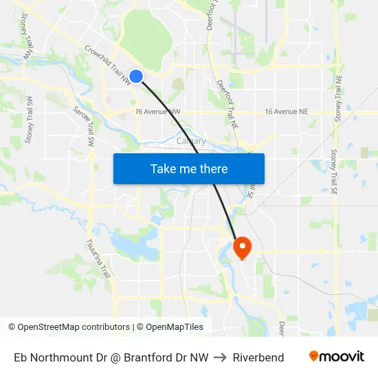 Eb Northmount Dr @ Brantford Dr NW to Riverbend map