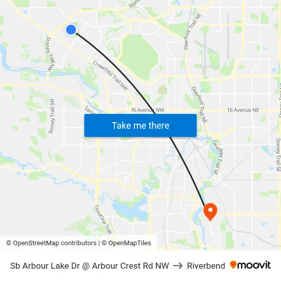 Sb Arbour Lake Dr @ Arbour Crest Rd NW to Riverbend map