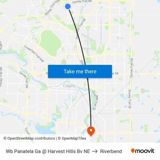 Wb Panatela Ga @ Harvest Hills Bv NE to Riverbend map
