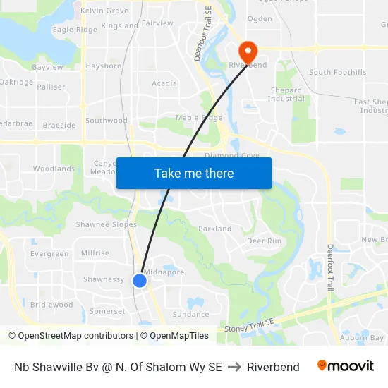 Nb Shawville Bv @ N. Of Shalom Wy SE to Riverbend map