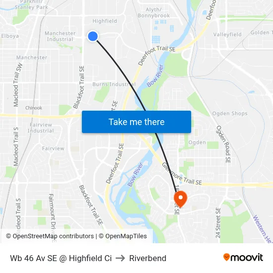 Wb 46 Av SE @ Highfield Ci to Riverbend map