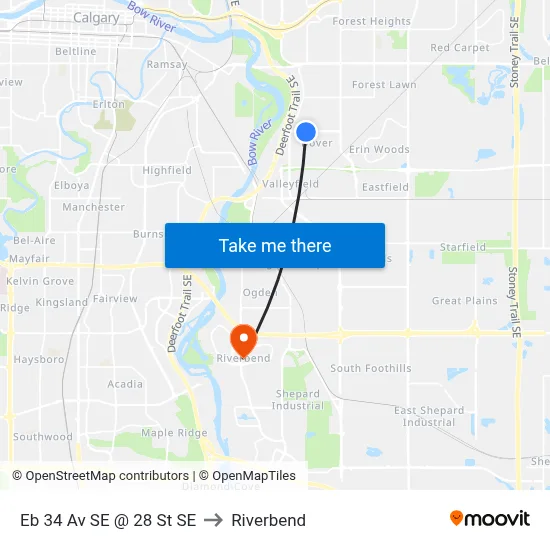 Eb 34 Av SE @ 28 St SE to Riverbend map