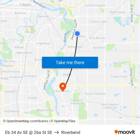 Eb 34 Av SE @ 26a St SE to Riverbend map