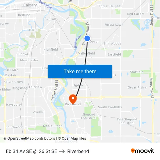 Eb 34 Av SE @ 26 St SE to Riverbend map