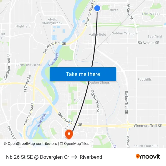 Nb 26 St SE @ Doverglen Cr to Riverbend map