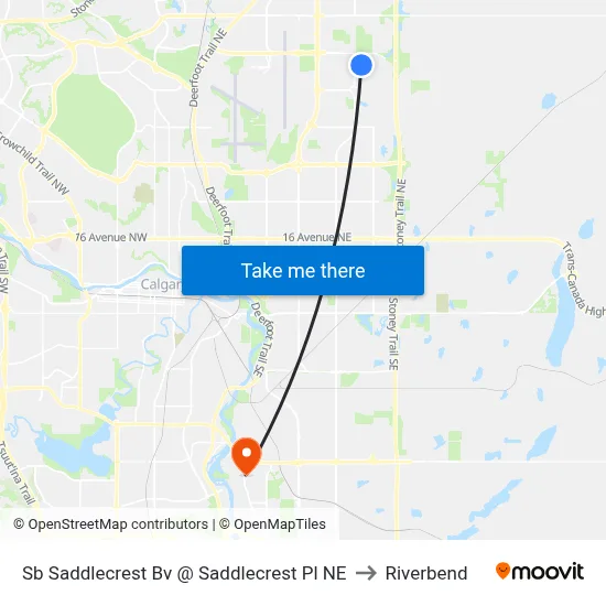 Sb Saddlecrest Bv @ Saddlecrest Pl NE to Riverbend map