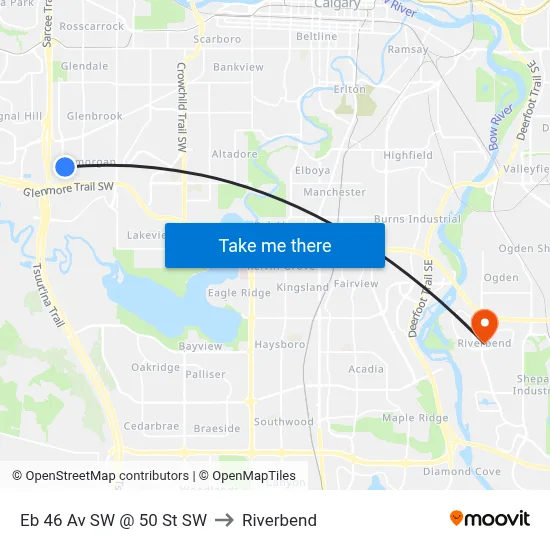 Eb 46 Av SW @ 50 St SW to Riverbend map