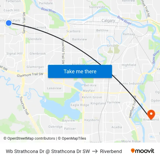 Wb Strathcona Dr @ Strathcona Dr SW to Riverbend map