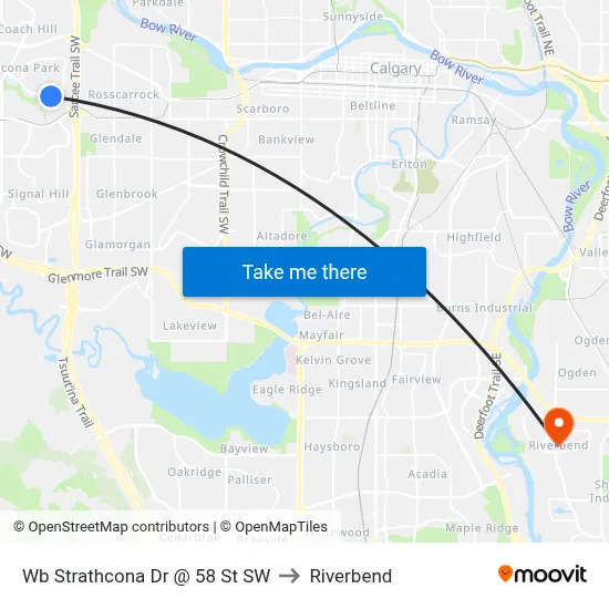 Wb Strathcona Dr @ 58 St SW to Riverbend map