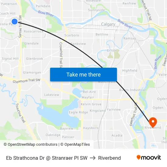 Eb Strathcona Dr @ Stranraer Pl SW to Riverbend map