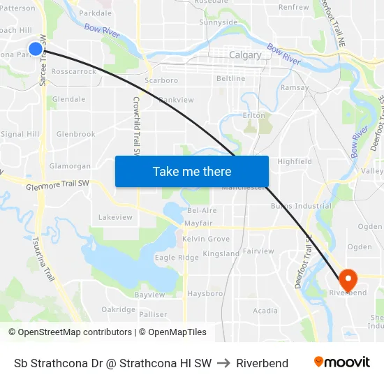 Sb Strathcona Dr @ Strathcona Hl SW to Riverbend map