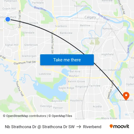 Nb Strathcona Dr @ Strathcona Dr SW to Riverbend map