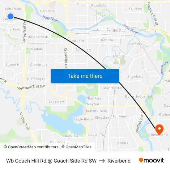 Wb Coach Hill Rd @ Coach Side Rd SW to Riverbend map