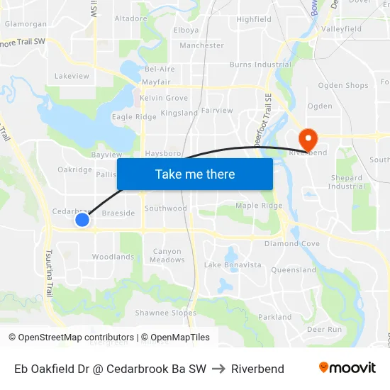 Eb Oakfield Dr @ Cedarbrook Ba SW to Riverbend map