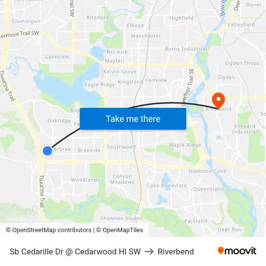 Sb Cedarille Dr @ Cedarwood Hl SW to Riverbend map