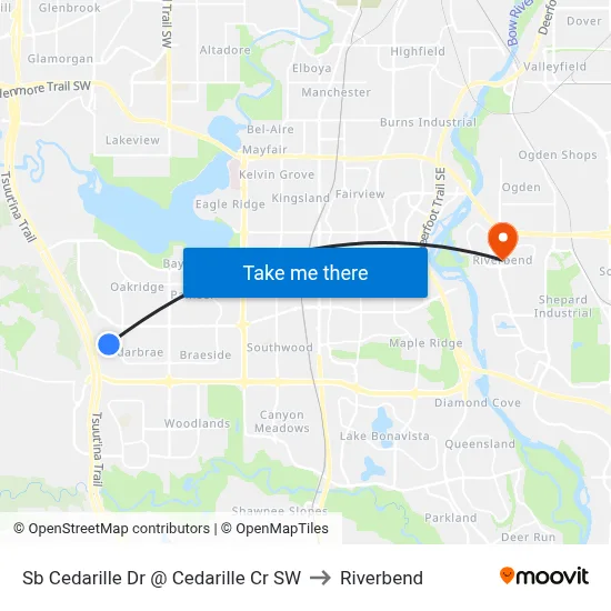 Sb Cedarille Dr @ Cedarille Cr SW to Riverbend map