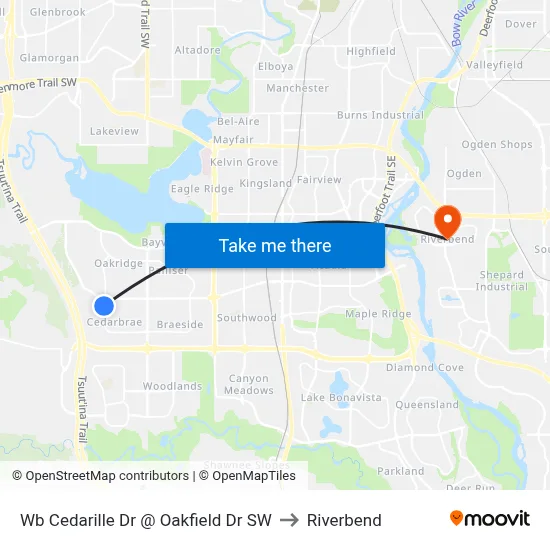 Wb Cedarille Dr @ Oakfield Dr SW to Riverbend map