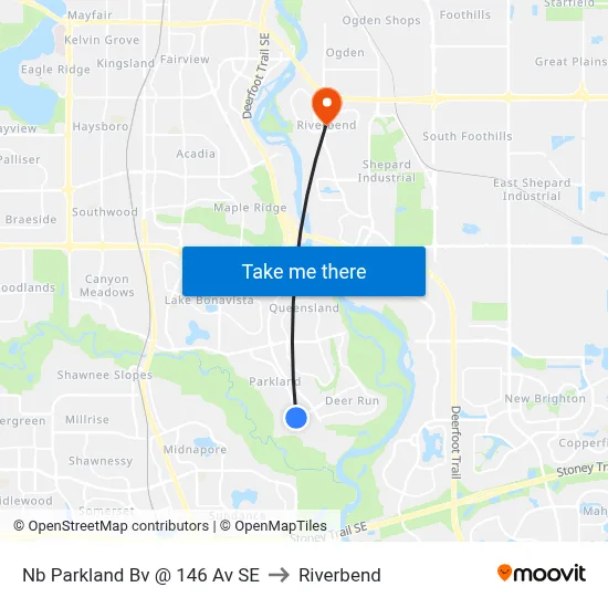 Nb Parkland Bv @ 146 Av SE to Riverbend map