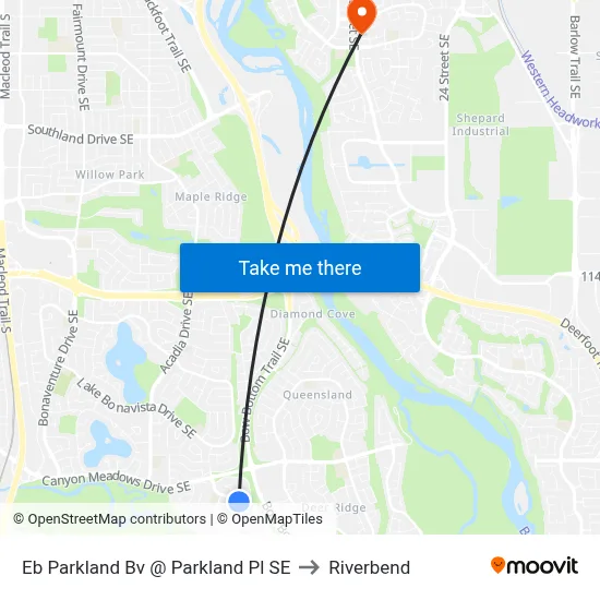 Eb Parkland Bv @ Parkland Pl SE to Riverbend map