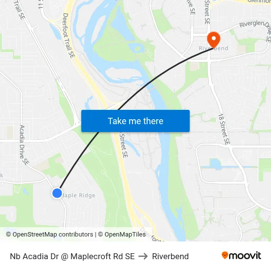 Nb Acadia Dr @ Maplecroft Rd SE to Riverbend map