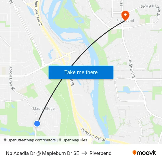 Nb Acadia Dr @ Mapleburn Dr SE to Riverbend map