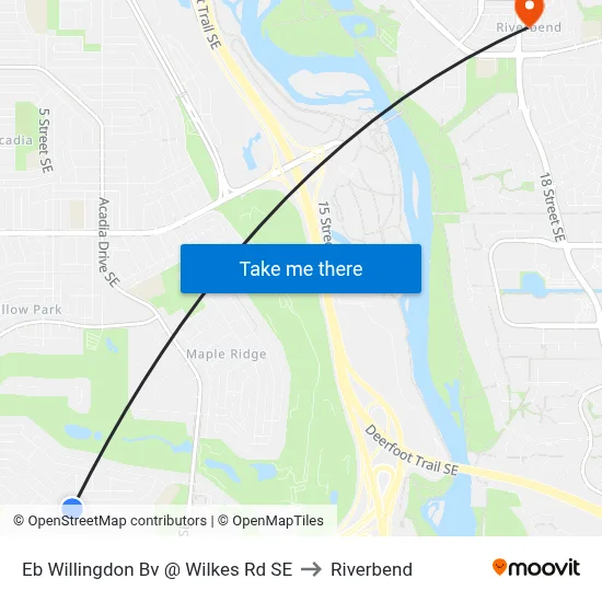 Eb Willingdon Bv @ Wilkes Rd SE to Riverbend map