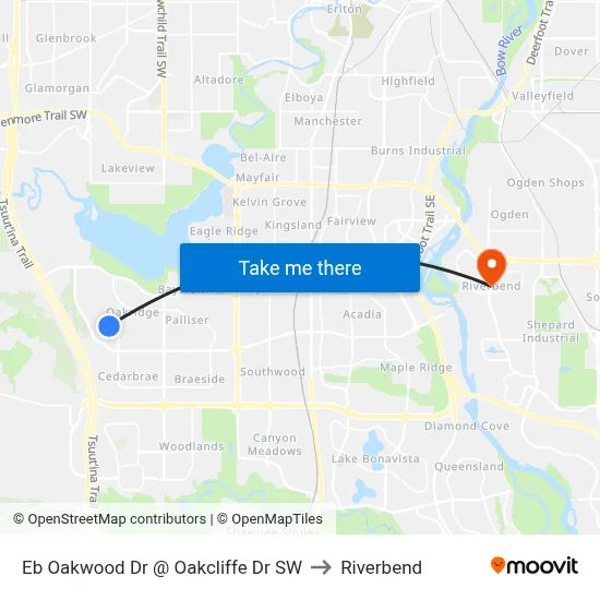 Eb Oakwood Dr @ Oakcliffe Dr SW to Riverbend map