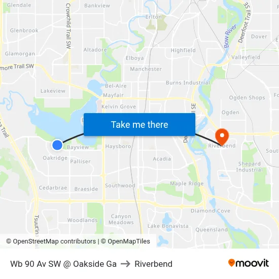 Wb 90 Av SW @ Oakside Ga to Riverbend map