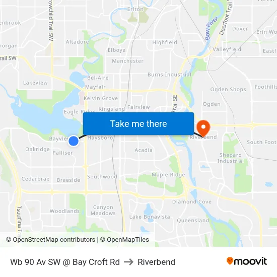 Wb 90 Av SW @ Bay Croft Rd to Riverbend map