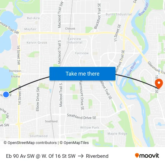 Eb 90 Av SW @ W. Of 16 St SW to Riverbend map