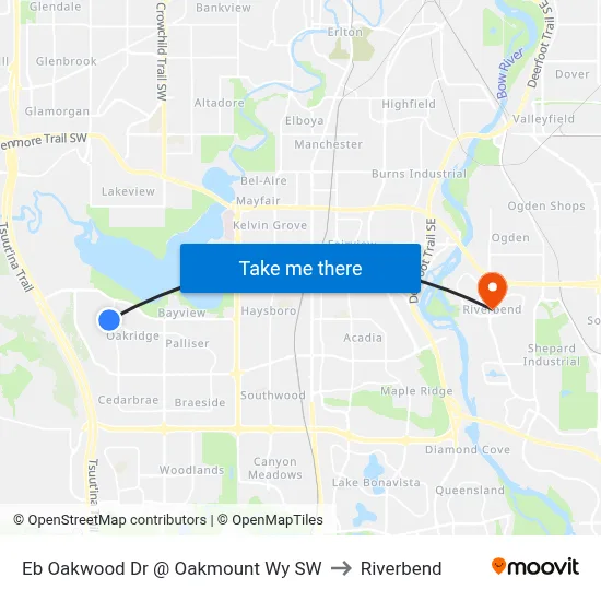 Eb Oakwood Dr @ Oakmount Wy SW to Riverbend map