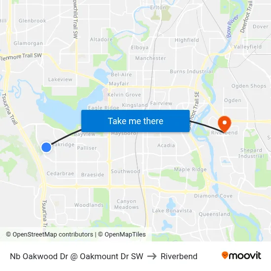 Nb Oakwood Dr @ Oakmount Dr SW to Riverbend map