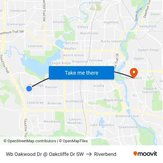 Wb Oakwood Dr @ Oakcliffe Dr SW to Riverbend map