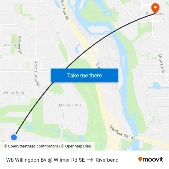 Wb  Willingdon Bv @ Wilmer Rd SE to Riverbend map