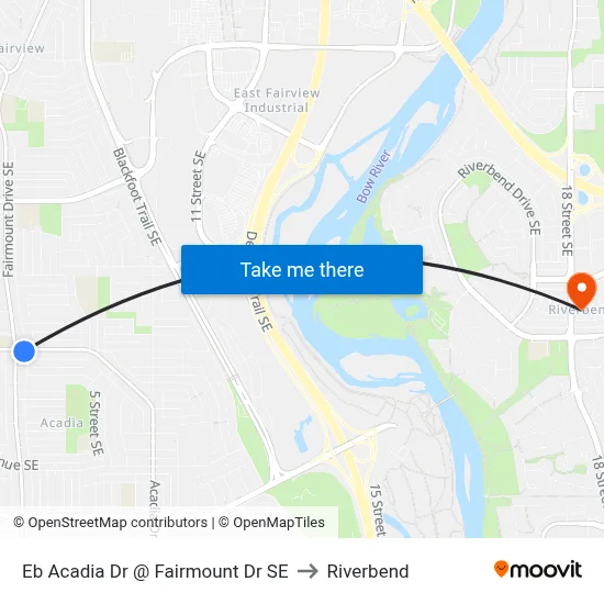 Eb Acadia Dr @ Fairmount Dr SE to Riverbend map