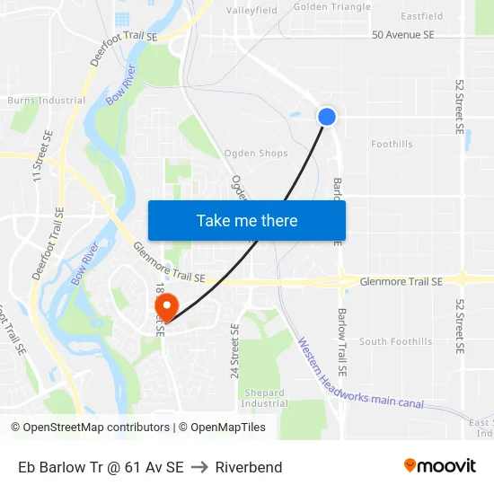 Eb Barlow Tr @ 61 Av SE to Riverbend map