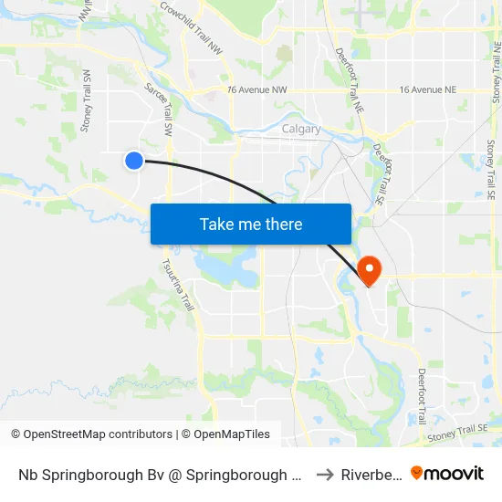Nb Springborough Bv @ Springborough Ga SW to Riverbend map