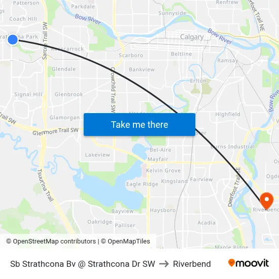 Sb Strathcona Bv @ Strathcona Dr SW to Riverbend map
