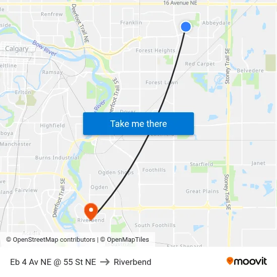 Eb 4 Av NE @ 55 St NE to Riverbend map