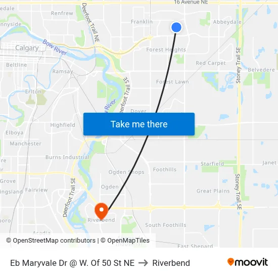 Eb Maryvale Dr @ W. Of 50 St NE to Riverbend map