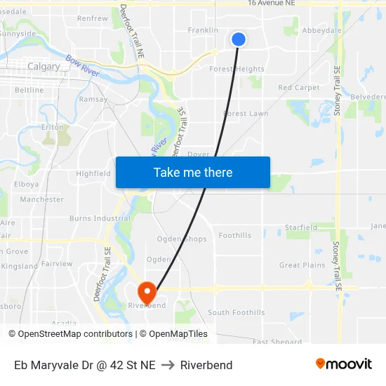 Eb Maryvale Dr @ 42 St NE to Riverbend map
