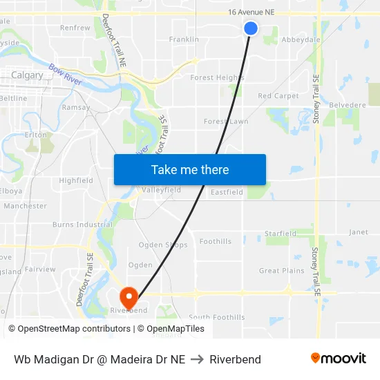 Wb Madigan Dr @ Madeira Dr NE to Riverbend map