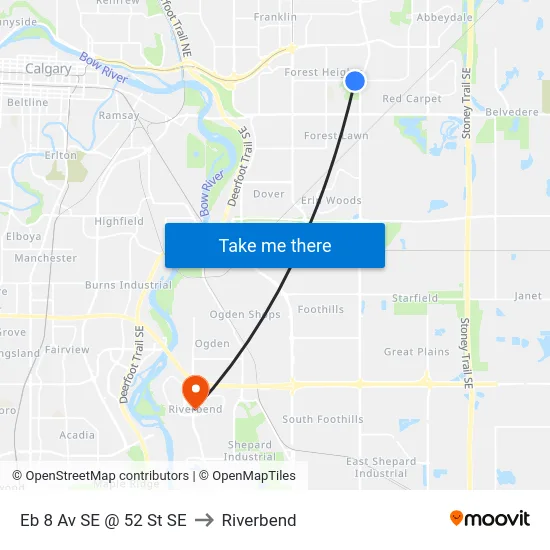 Eb 8 Av SE @ 52 St SE to Riverbend map