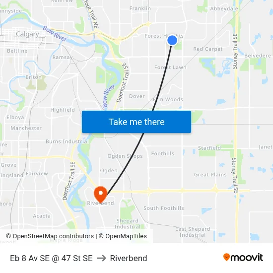 Eb 8 Av SE @ 47 St SE to Riverbend map
