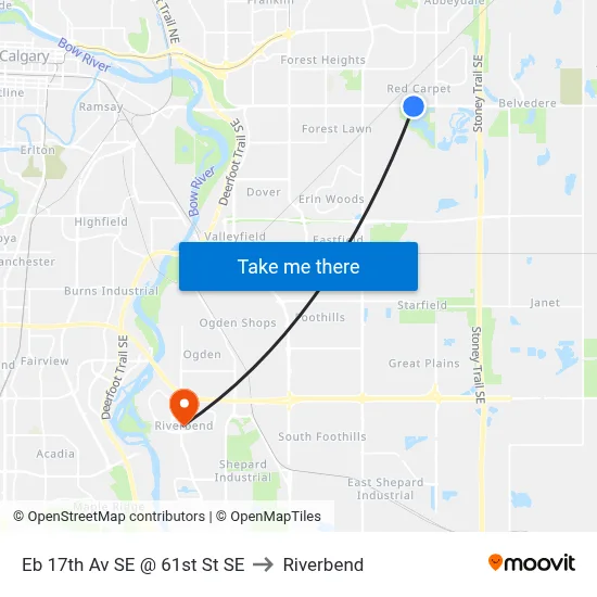 Eb 17th Av SE @ 61st St SE to Riverbend map